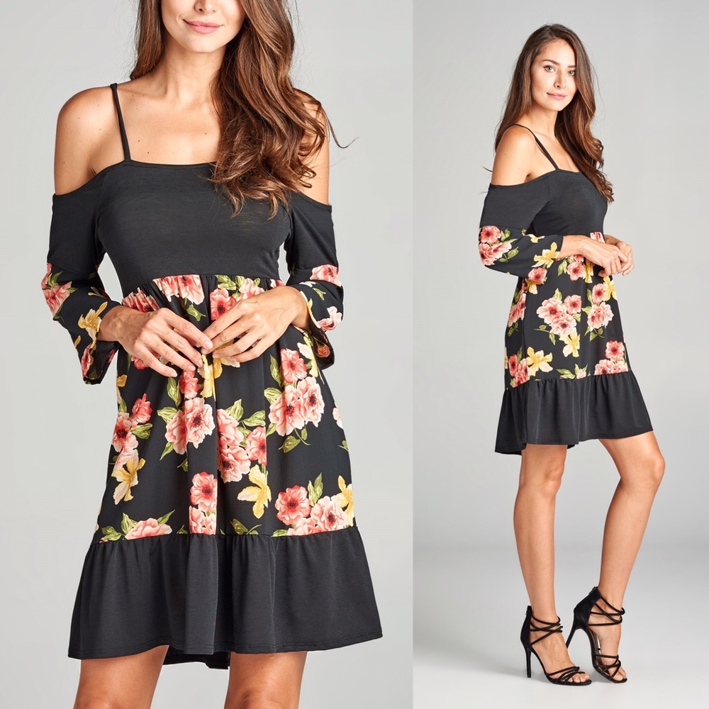 Floral Dress Off Shoulder with Strap MADE IN USA